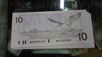 【陆续更新】世界钱币～微拍第240期暨2026年第21期  部分尾货整理陆续低价起拍清仓 - 1989年加拿大10元 纸币全新绝品尾号187（近一刀基本卖完，最后这期的7张，多一张都没有了）