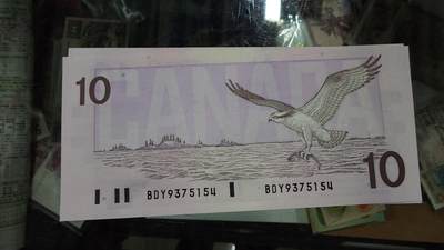 【陆续更新】世界钱币～微拍第240期暨2026年第21期  部分尾货整理陆续低价起拍清仓 - 1989年加拿大10元 纸币全新绝品尾号154（近一刀基本卖完，最后这期的7张，多一张都没有了）