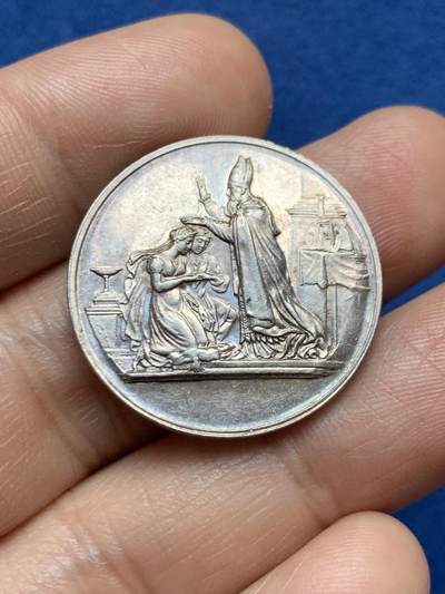 《竞宝斋》第471场 周日，周一，周二 3场连拍 （全场包邮）欢迎送拍 - 法国婚姻与爱情纪念银章 10克 27.3mm 丰饶角银标