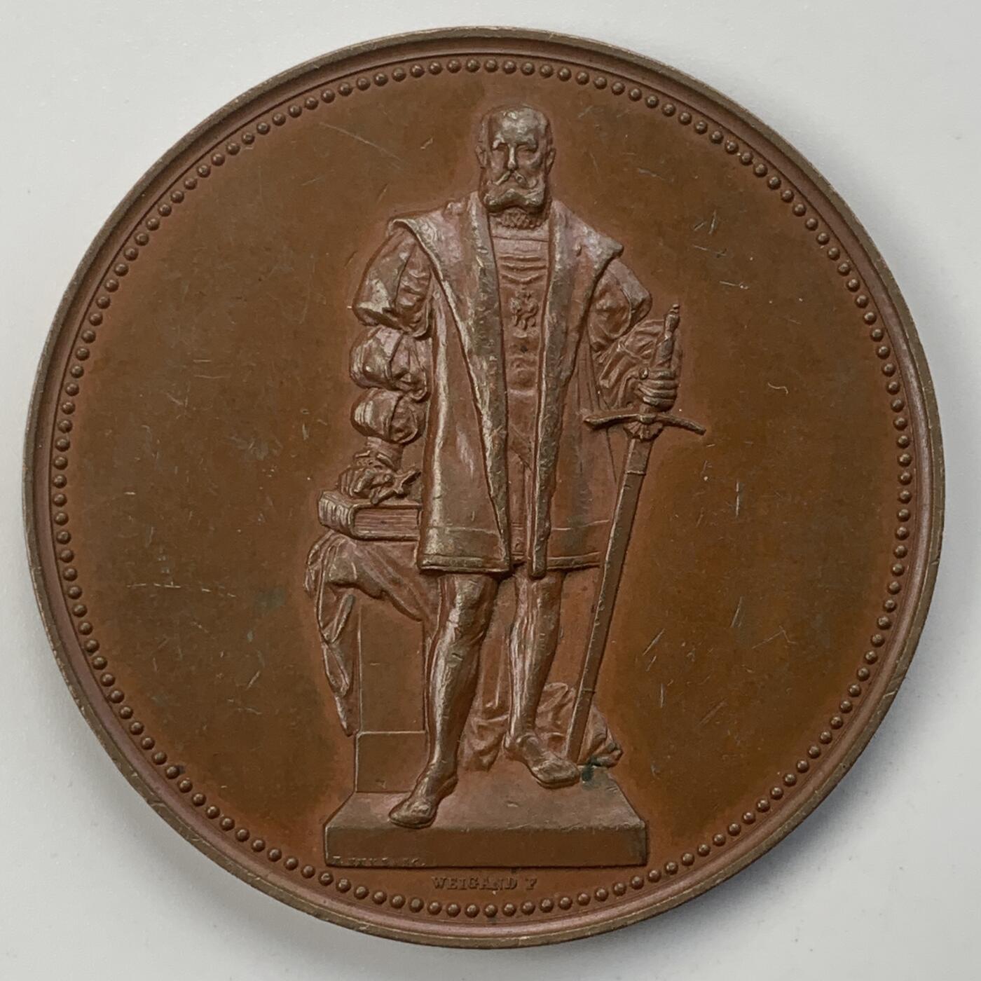 掌中浮雕-藏着的欧洲第055场 1889年勃兰登堡选帝侯约阿希姆二世皈依新教350周年纪念碑铜章，51mm