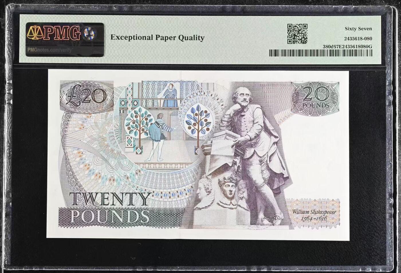 《外钞收藏家》第六百一十八期（精品场）（长期征集拍品、欢迎藏友们联系合作） 1984-88年英国D序列20镑 PMG67 无47