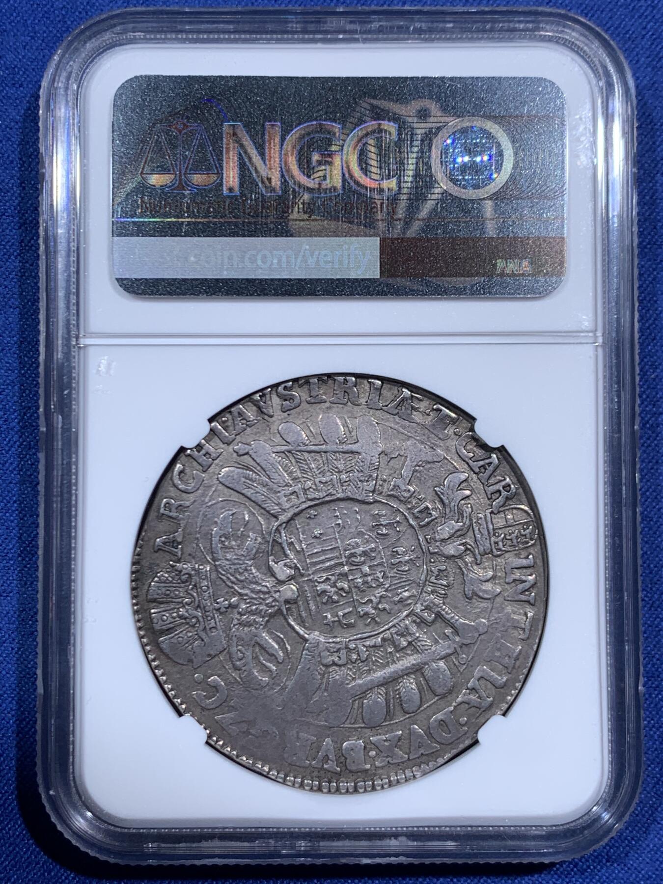 《竞宝斋》第471场 周日，周一，周二 3场连拍 （全场包邮）欢迎送拍 季军分 NGC AU50  奥地利帝国 1621年  斐迪南二世 泰勒大银币 高点清晰 最高分只有AU55