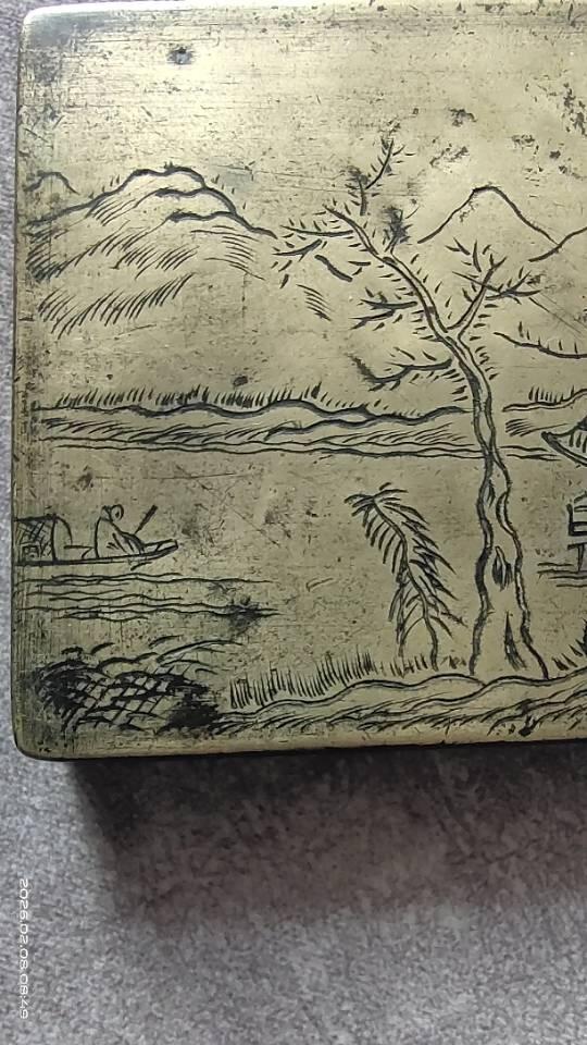 刻铜墨盒盖，92*92厚重