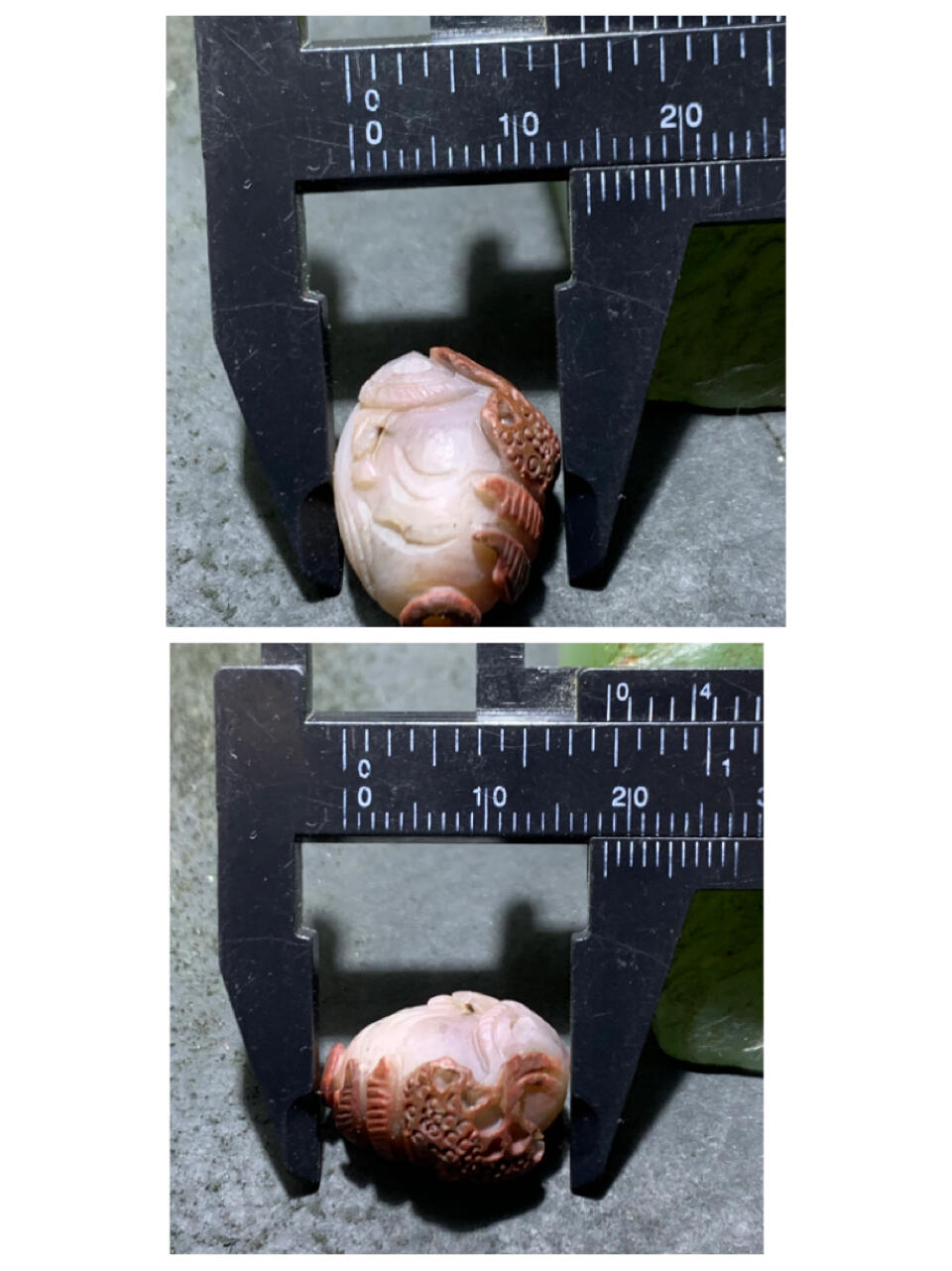 精美高玉化亚光盐源玛瑙手工雕刻山水珠一颗