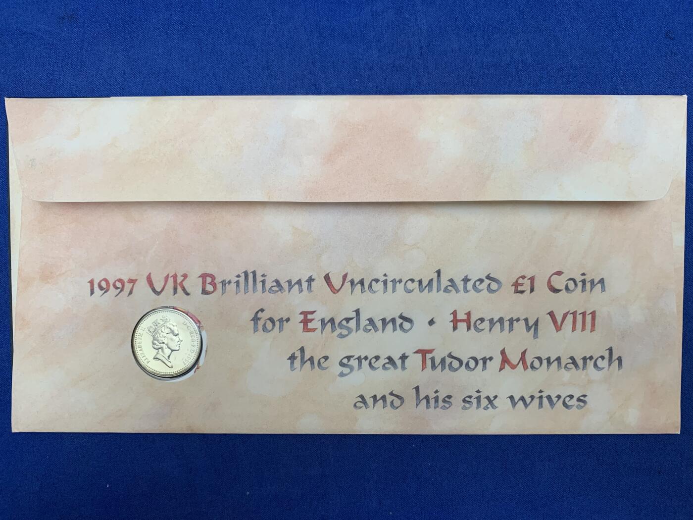 《竞宝斋》第471场 周日，周一，周二 3场连拍 （全场包邮）欢迎送拍 1997年英国1英镑 亨利八世逝世450周年纪念邮币封首日封  英格兰三狮纹饰