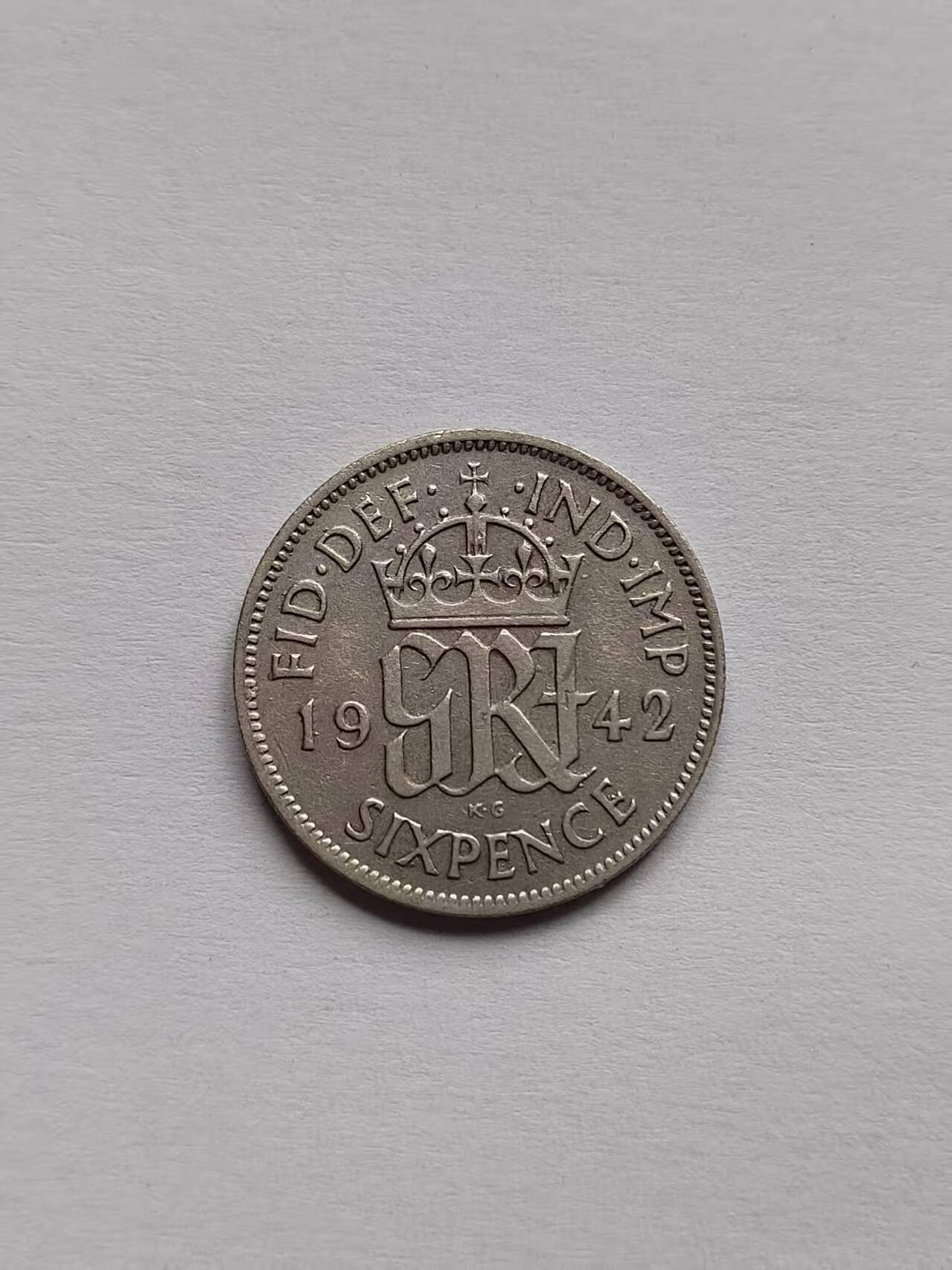 英国🇬🇧1942年6便士银币(乔治六世第一版，500银)