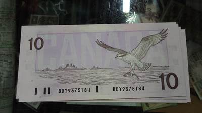 【陆续更新】世界钱币～微拍第240期暨2026年第21期  部分尾货整理陆续低价起拍清仓 - 1989年加拿大10元 纸币全新绝品尾号184（近一刀基本卖完，最后这期的7张，多一张都没有了）