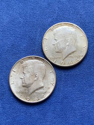 《竞宝斋》第471场 周日，周一，周二 3场连拍 （全场包邮）欢迎送拍 - 两枚一组 美国1964年肯尼迪50美分银币