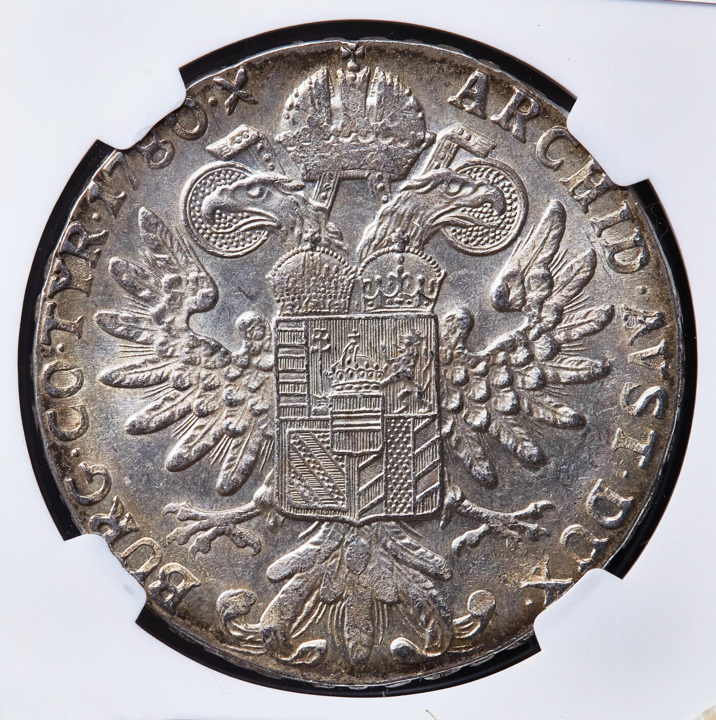 【俄甄集藏】2026年(049)03-18星期三 晚 19:30 全场包邮 奥地利1936-1961年后铸版玛利亚·特蕾莎头像1泰勒大奶妈银币，NGC AU58，黄油环彩，原光品相