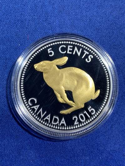 《竞宝斋》第471场 周日，周一，周二 3场连拍 （全场包邮）欢迎送拍 - 2015年加拿大5分百年纪念纯银币（31.83克纯银），带原盒和证书，发行量8500枚，细节见图。