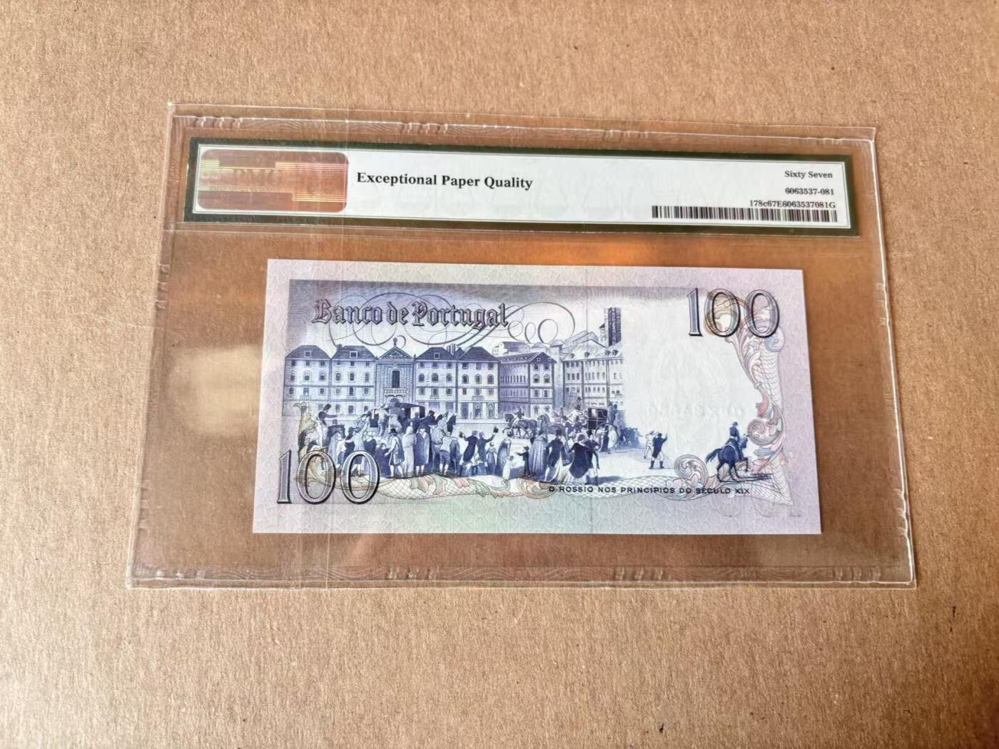 【Blue Auction】世界纸币精拍第795期——18级TOP拍卖/信誉/品质/专业/高效💫 葡萄牙 1984年100埃斯库多 背面大场景 PMG67EPQ 