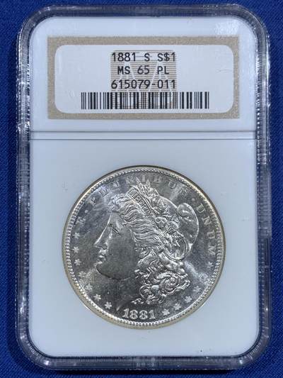 《竞宝斋》第471场 周日，周一，周二 3场连拍 （全场包邮）欢迎送拍 - NGC MS65PL 美国 1881 S 摩根银币 难得高分类镜面 转光犀利 镜面感十足 收藏佳品 老盒严评