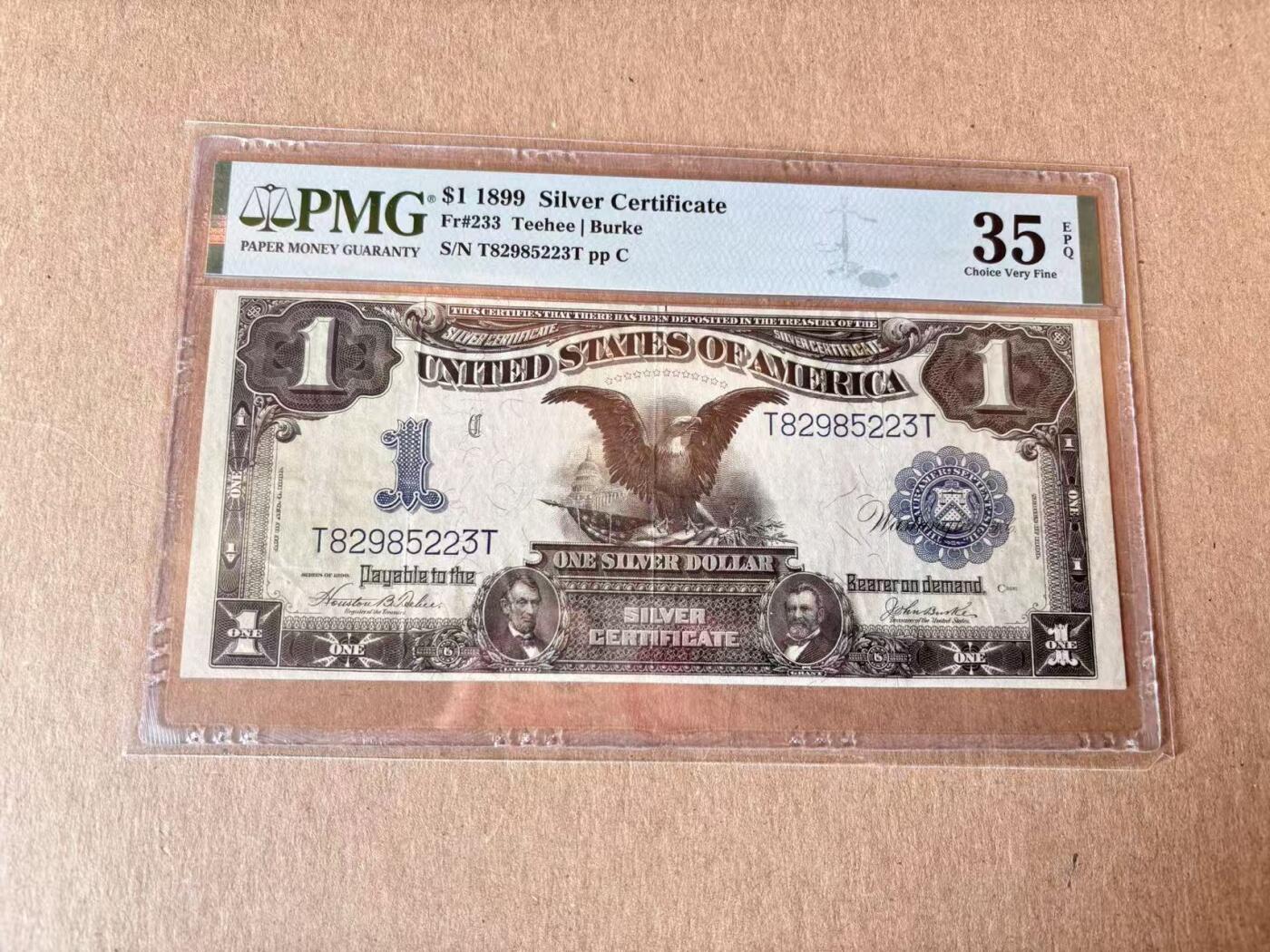 【Blue Auction】世界纸币精拍第795期——18级TOP拍卖/信誉/品质/专业/高效💫 【无47】美国 1899年1美金 银币券 大黑鹰 PMG35EPQ 