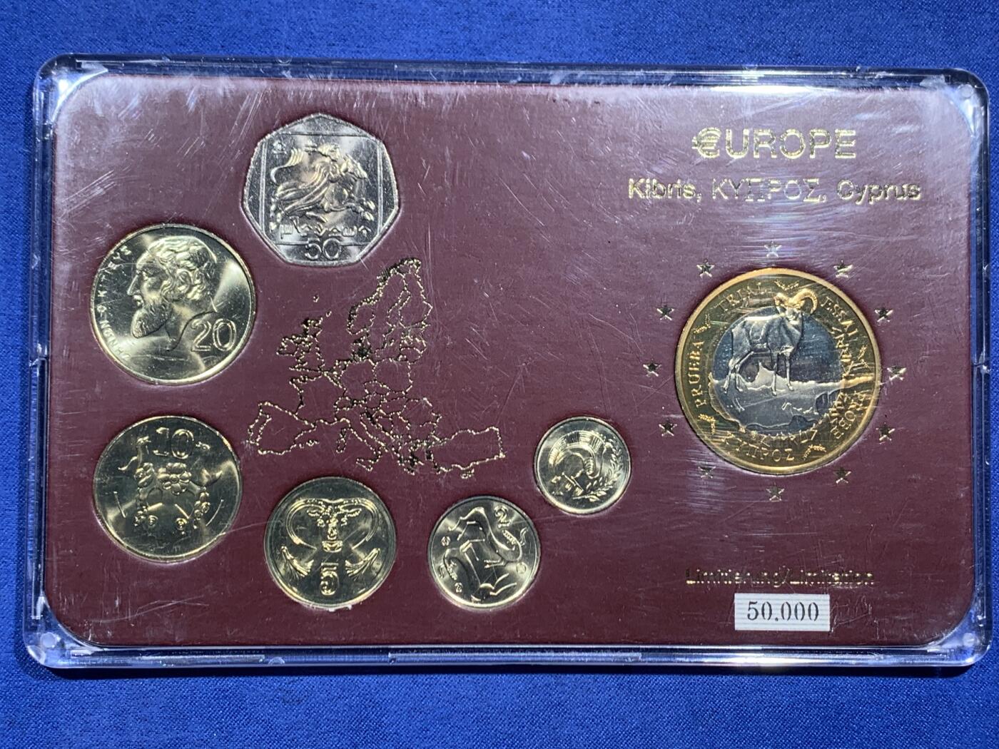 《竞宝斋》第471场 周日，周一，周二 3场连拍 （全场包邮）欢迎送拍 塞浦路斯2002-2004年七枚装套币