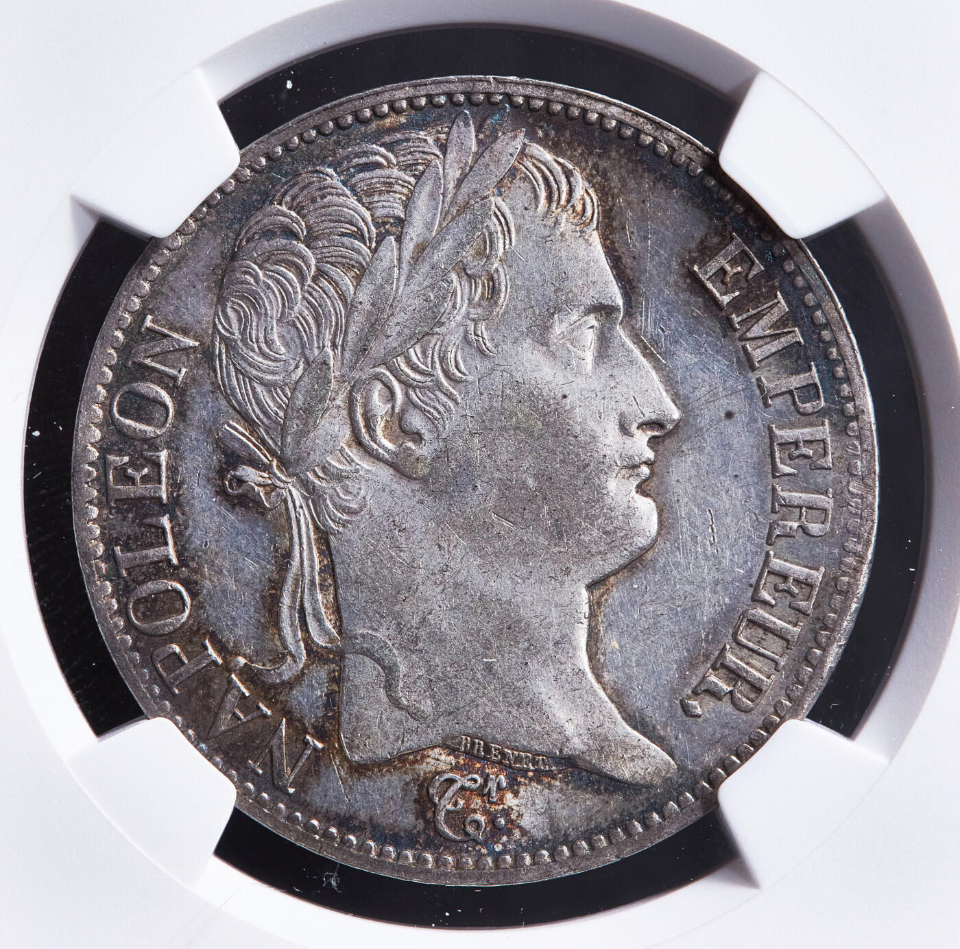 【俄甄集藏】2026年(049)03-18星期三 晚 19:30 全场包邮 法国1811年拿破仑帝国A版5法郎大银币，NGC AU58，五彩包浆，底光犹存，经典品种