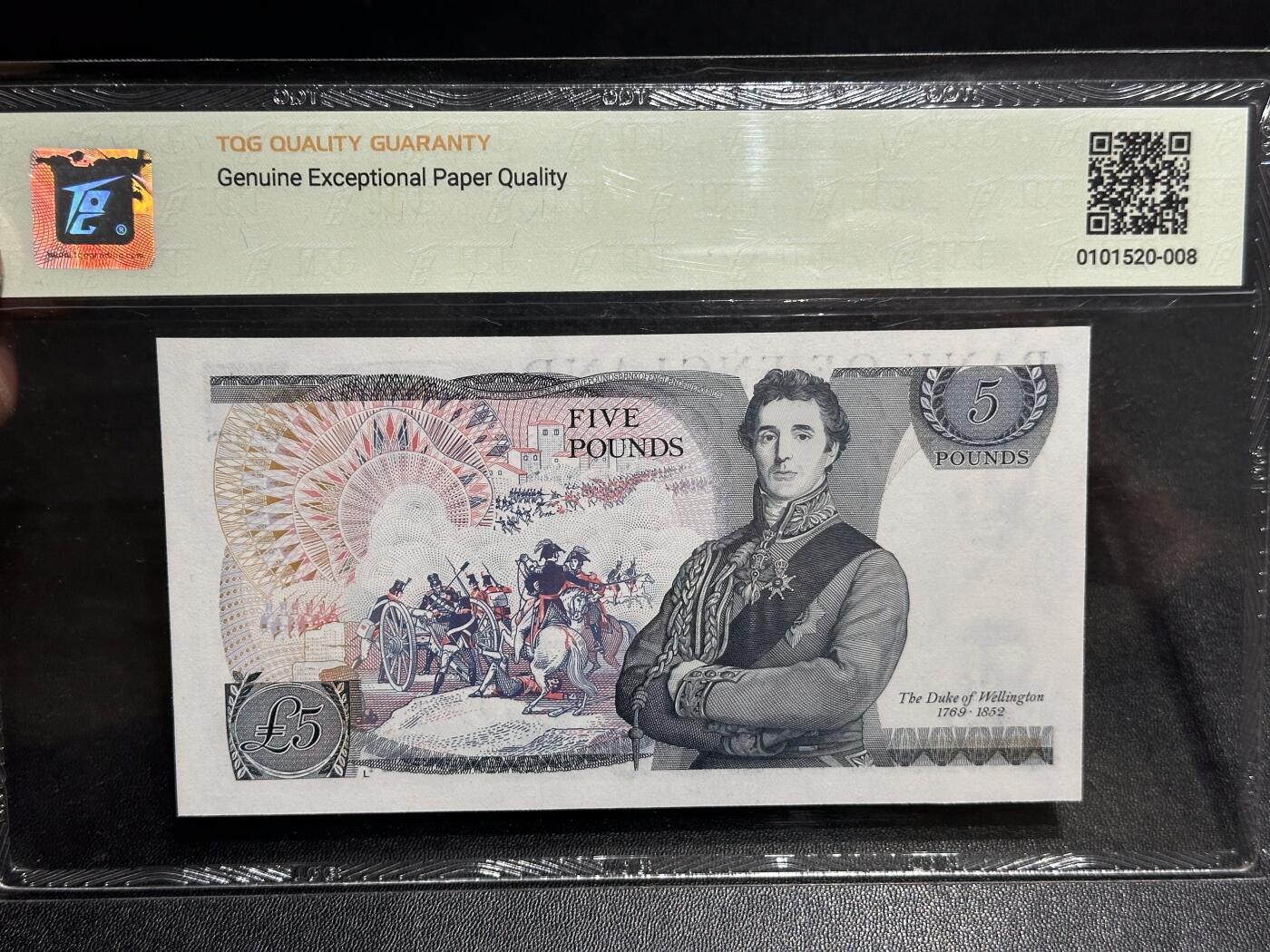 《外钞收藏家》第六百一十八期（精品场）（长期征集拍品、欢迎藏友们联系合作） 1980年英国D序列5镑 TQG评级67