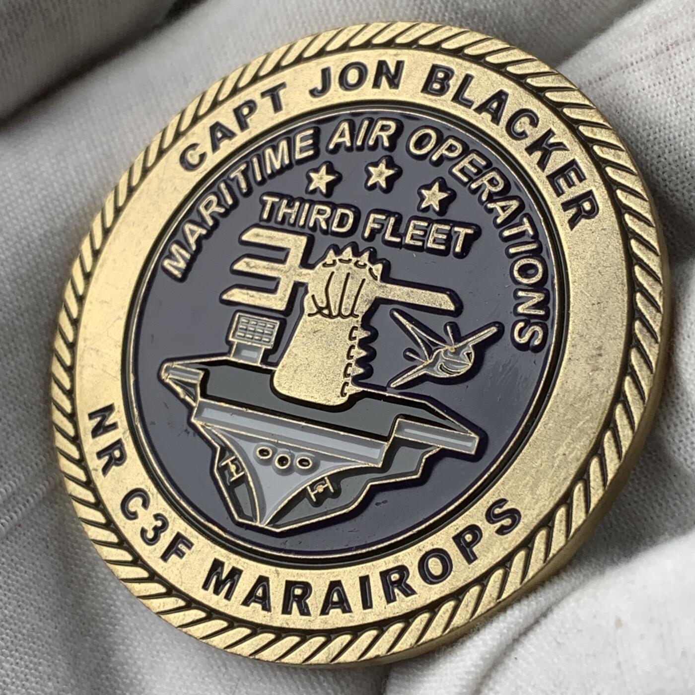 掌中浮雕-藏着的欧洲第055场 美国海军第三舰队纪念章，50.4mm
