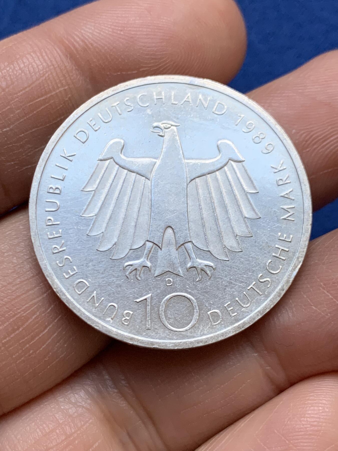 《竞宝斋》第471场 周日，周一，周二 3场连拍 （全场包邮）欢迎送拍 德国1989年波恩市2000周年纪念10马克银币 625银 15.4克