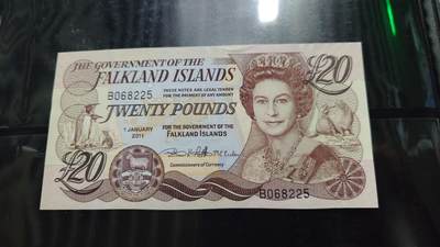 【陆续更新】世界钱币～微拍第240期暨2026年第21期  部分尾货整理陆续低价起拍清仓 - 2011年福克兰群岛20元 全新绝品无47尾号225