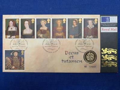 《竞宝斋》第471场 周日，周一，周二 3场连拍 （全场包邮）欢迎送拍 - 1997年英国1英镑 亨利八世逝世450周年纪念邮币封首日封  英格兰三狮纹饰