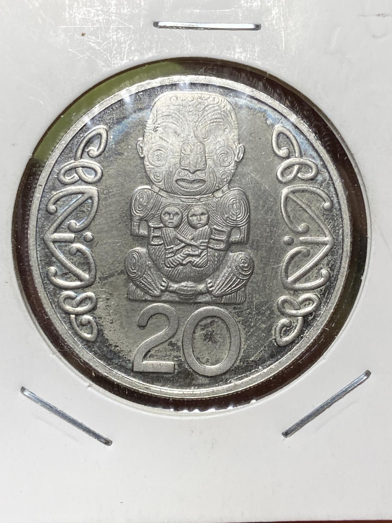 2026年第三十六场(总第二百零五场）外国精品纸夹币场(免佣金) Proof精制币–新西兰🇳🇿1991年20分(伊丽莎白二世中年高冠第二版，土著人像版)