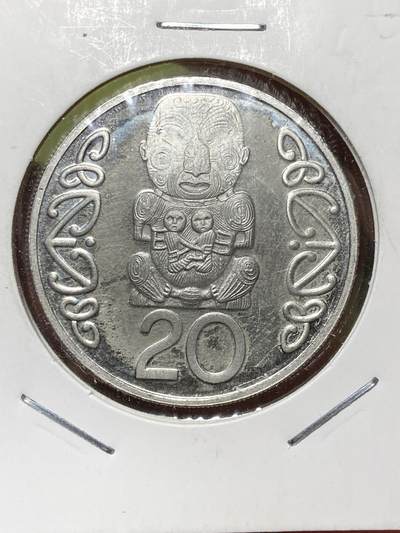 2026年第三十六场(总第二百零五场）外国精品纸夹币场(免佣金) - Proof精制币–新西兰🇳🇿1991年20分(伊丽莎白二世中年高冠第二版，土著人像版)