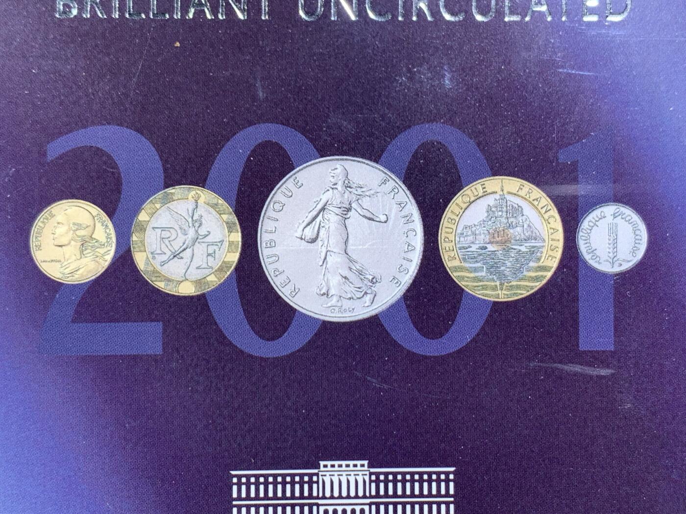 《竞宝斋》第471场 周日，周一，周二 3场连拍 （全场包邮）欢迎送拍 2001法国大小面值清年一套 最后的法郎纪念套 后放行欧元硬币 原封未开封稀少！币见封面图