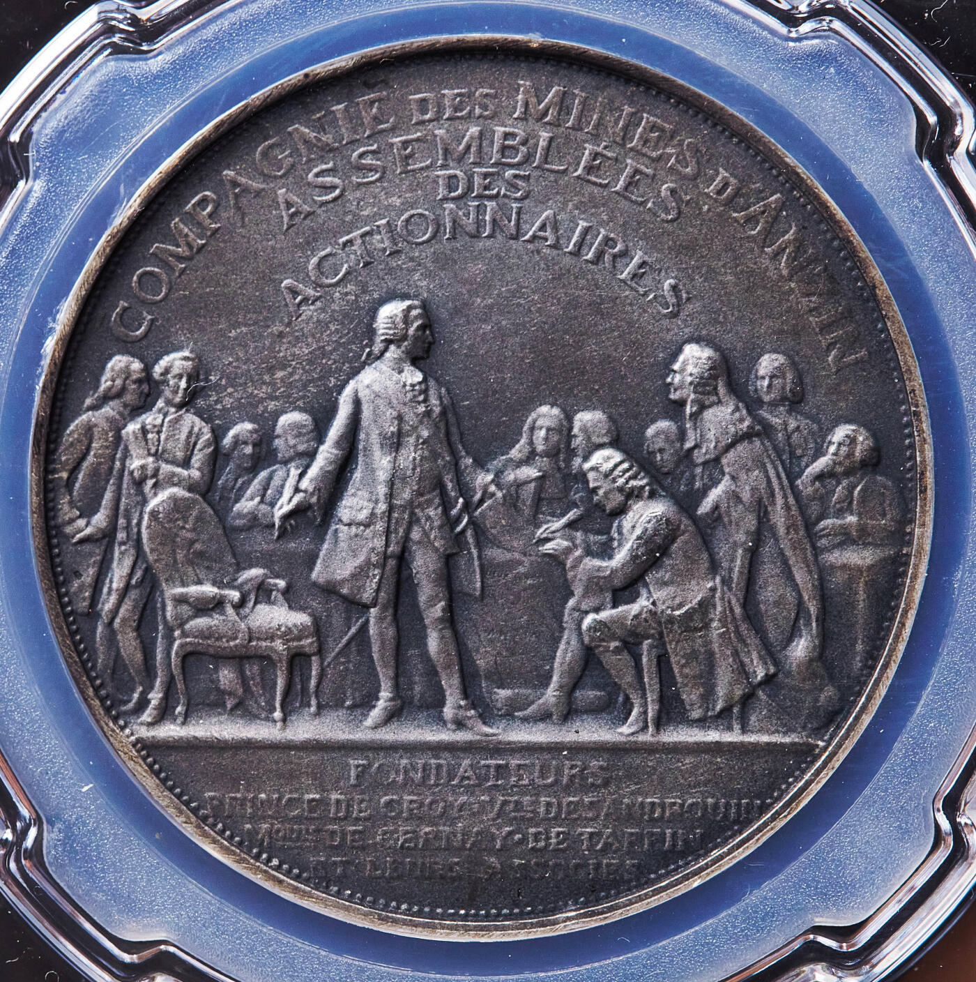 【俄甄集藏】2026年(049)03-18星期三 晚 19:30 全场包邮 法国19世纪安赞矿业公司股东大会纪念银章，信泰 MS64，酱彩老包浆，稀少品种