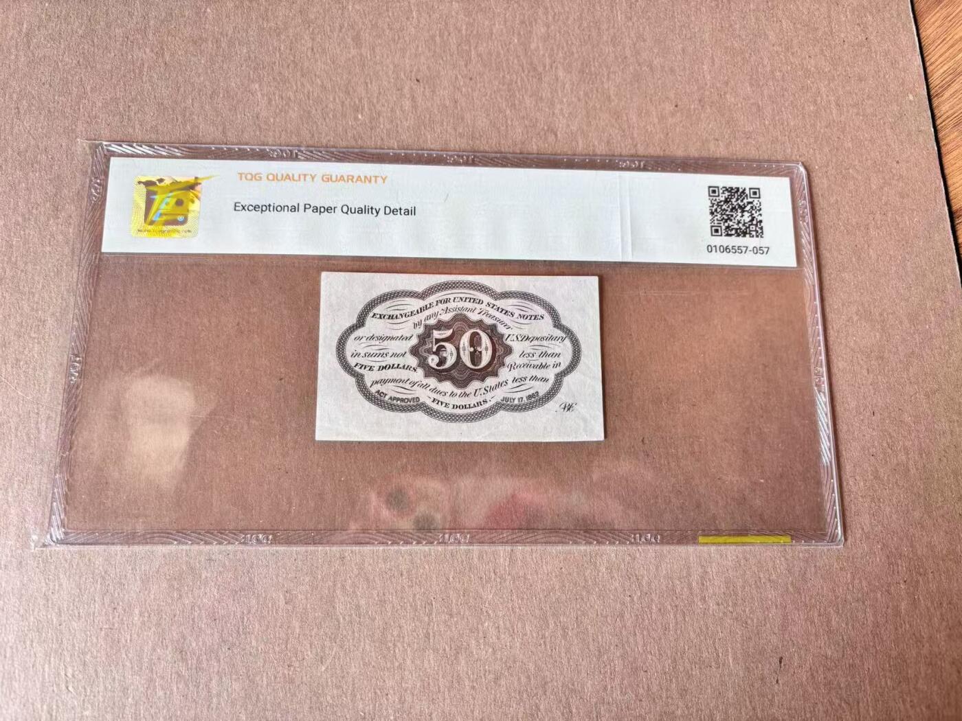 【Blue Auction】世界纸币精拍第795期——18级TOP拍卖/信誉/品质/专业/高效💫 美国 1862年50美分 华盛顿 TQG65EPQ