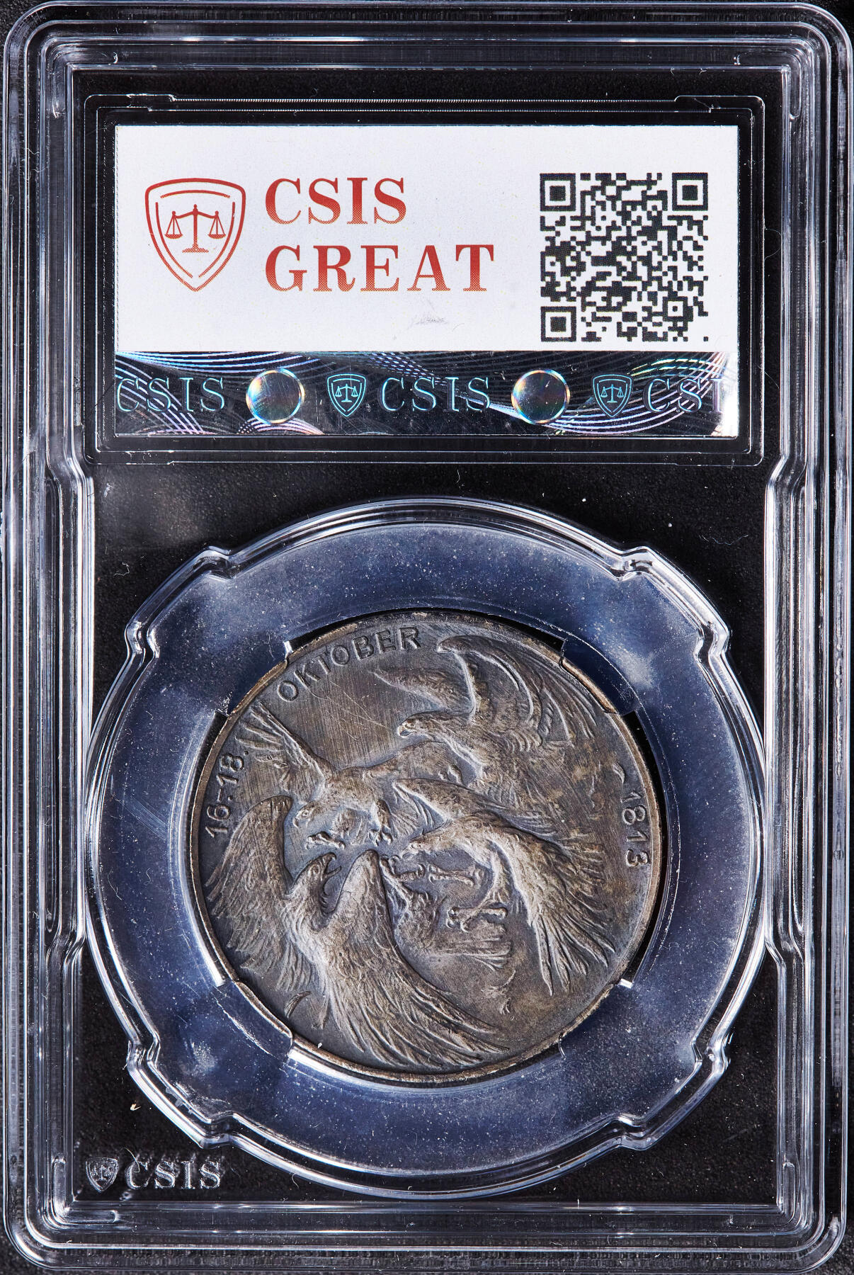 【俄甄集藏】2026年(049)03-18星期三 晚 19:30 全场包邮 德国萨克森1913年莱比锡战役百年纪念碑镀银铜章，信泰 MS63，酱彩包浆，经典品种