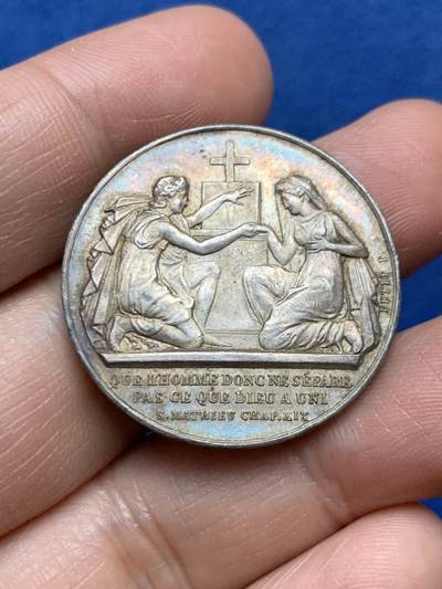 《竞宝斋》第471场 周日，周一，周二 3场连拍 （全场包邮）欢迎送拍 - 法国婚礼银章 14.05克 31.5mm 蜜蜂银标