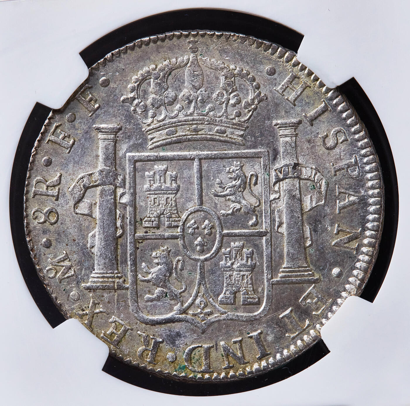 【俄甄集藏】2026年(049)03-18星期三 晚 19:30 全场包邮 西属墨西哥1781年卡洛斯三世Mo FF版8里亚尔双柱大银币，NGC AU58，类精制底板，原光品相，打制周正难得