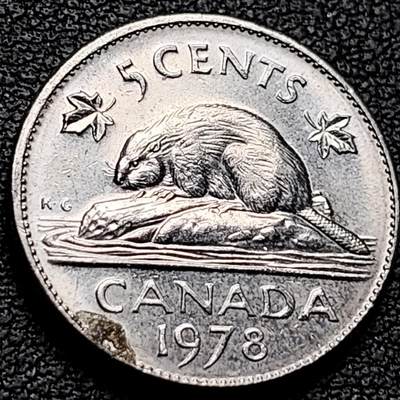 泉币菌-第211场-拍品多 请提前出价（工作最近较忙 发货不及时，望理解） - 1976年 加拿大5加分镍币 伊莉莎伯二世 21mm