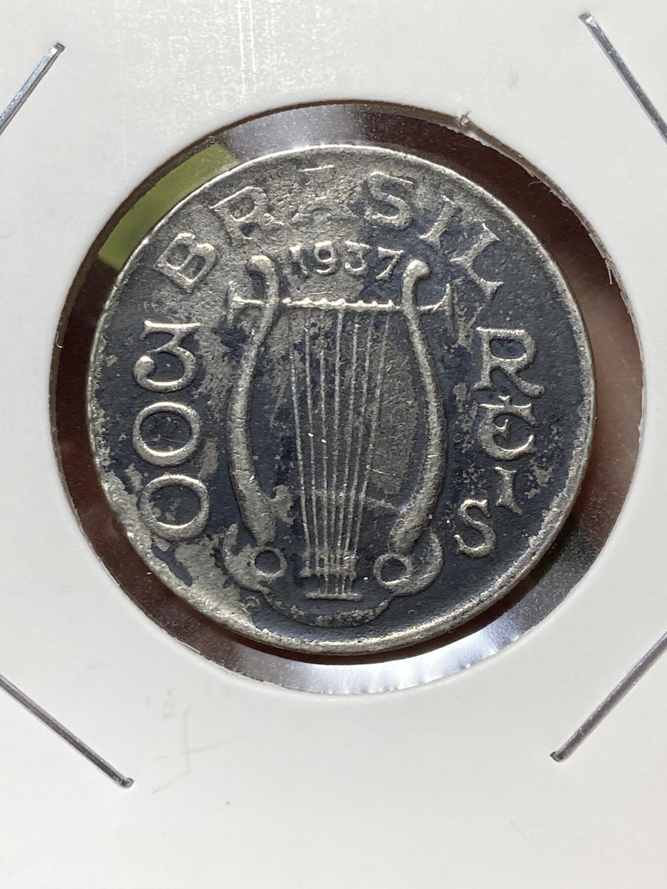 2026年第三十六场(总第二百零五场）外国精品纸夹币场(免佣金) 少见面值–巴西🇧🇷1937年300瑞斯(1889–1942年第一版，仅发行3年)