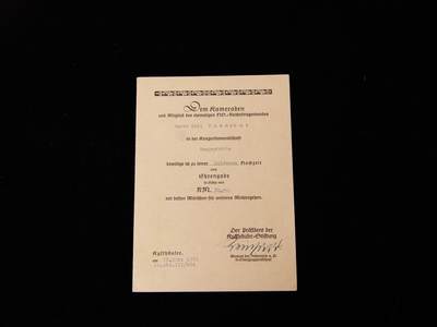 戎马世界章牌大赏第112期 德专场 - 来自基夫霍伊瑟联盟的金婚祝贺卡，由橡树叶蓝马获得者 步兵上将 党卫队上级集团领袖（ss上将）威廉·莱因哈德亲笔签名 橡树叶蓝马获得者极少