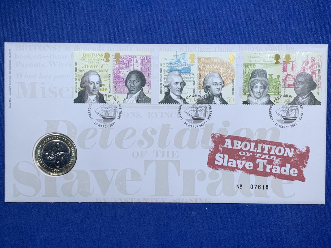 《竞宝斋》第471场 周日，周一，周二 3场连拍 （全场包邮）欢迎送拍 英国2007年废奴运动200周年2英镑双色纪念币，邮币封