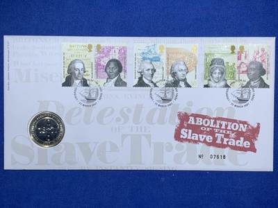 《竞宝斋》第471场 周日，周一，周二 3场连拍 （全场包邮）欢迎送拍 - 英国2007年废奴运动200周年2英镑双色纪念币，邮币封