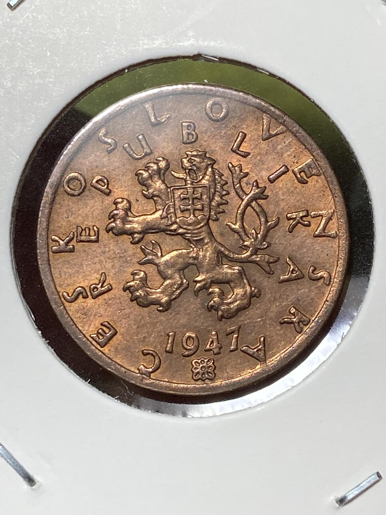 2026年第三十六场(总第二百零五场）外国精品纸夹币场(免佣金) 带光好品–捷克斯洛伐克1947年50赫勒(二战前第二套第一版，青铜材质版)