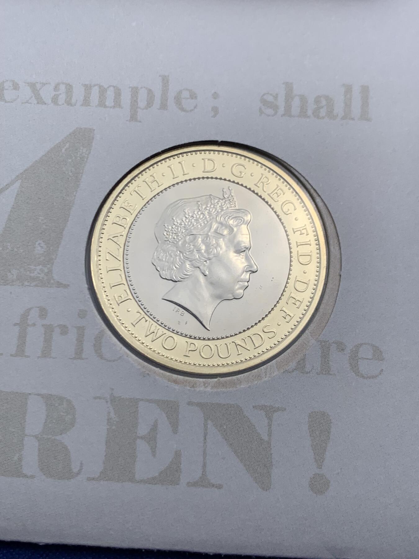 《竞宝斋》第471场 周日，周一，周二 3场连拍 （全场包邮）欢迎送拍 英国2007年废奴运动200周年2英镑双色纪念币，邮币封