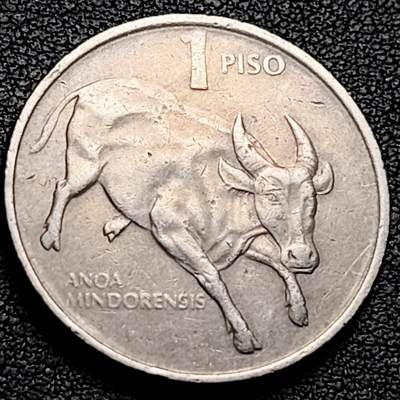 泉币菌-第211场-拍品多 请提前出价（工作最近较忙 发货不及时，望理解） - 公牛 29MM 菲律宾 1990年1比索硬币