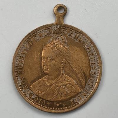 掌中浮雕-藏着的欧洲第055场 - 1897年英国维多利亚女王登基60周年纪念铜章，25mm