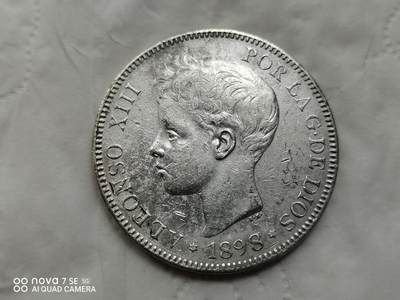 银币 - 1898年西班牙小男孩双柱5法郎大银币