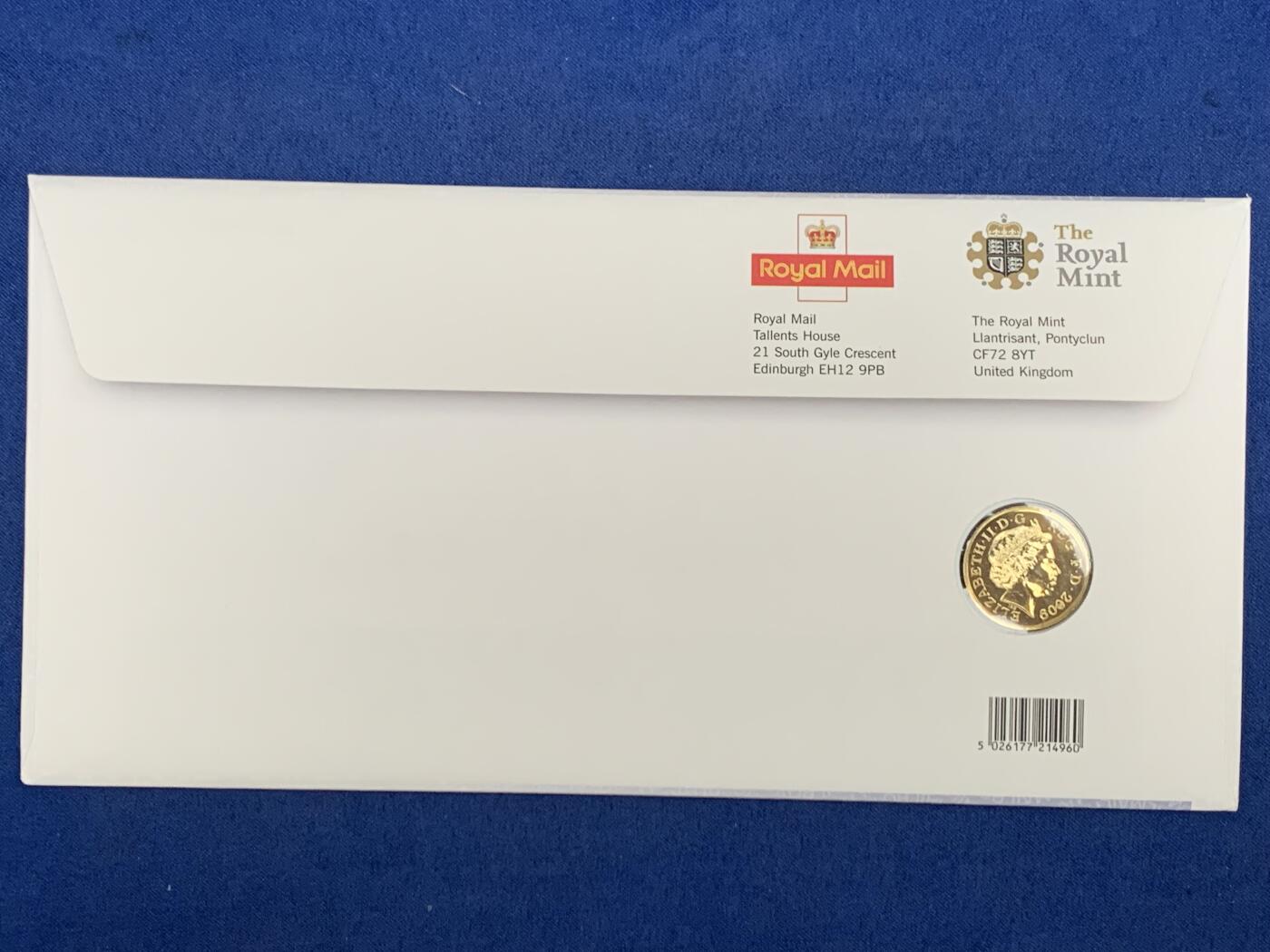 《竞宝斋》第471场 周日，周一，周二 3场连拍 （全场包邮）欢迎送拍 2009年英国1英镑邮币封首日封 盾徽第二年 稀少品种