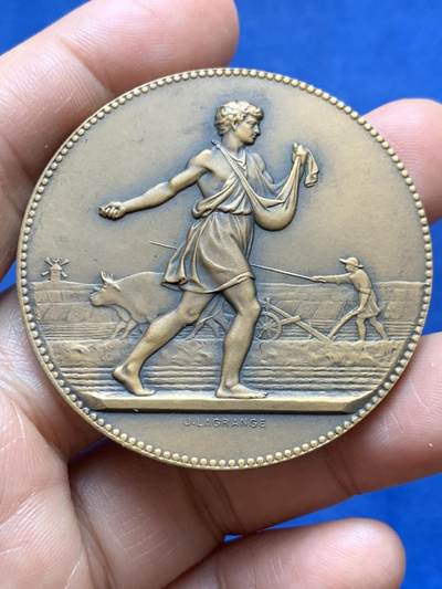 《竞宝斋》第471场 周日，周一，周二 3场连拍 （全场包邮）欢迎送拍 - 法国播种者铜章 63.1克 49.5mm 丰饶角铜标