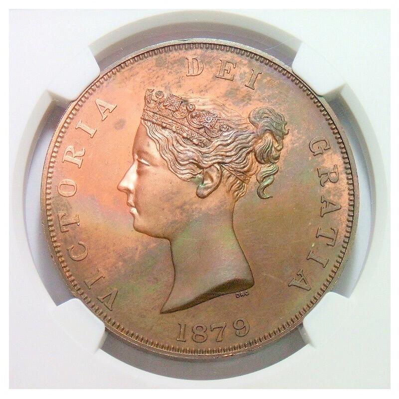 【样币】【艺术】NGC PR65RB 英国维多利亚+屠龙马剑高浮雕精制1克朗样币 发行量仅800枚