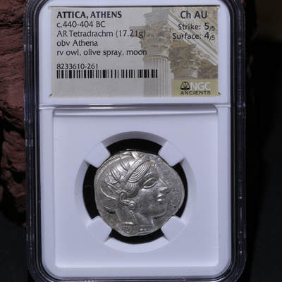 NGC评级高分原光古希腊智慧女神雅典娜猫头鹰银币 - NGC评级高分原光古希腊智慧女神雅典娜猫头鹰银币