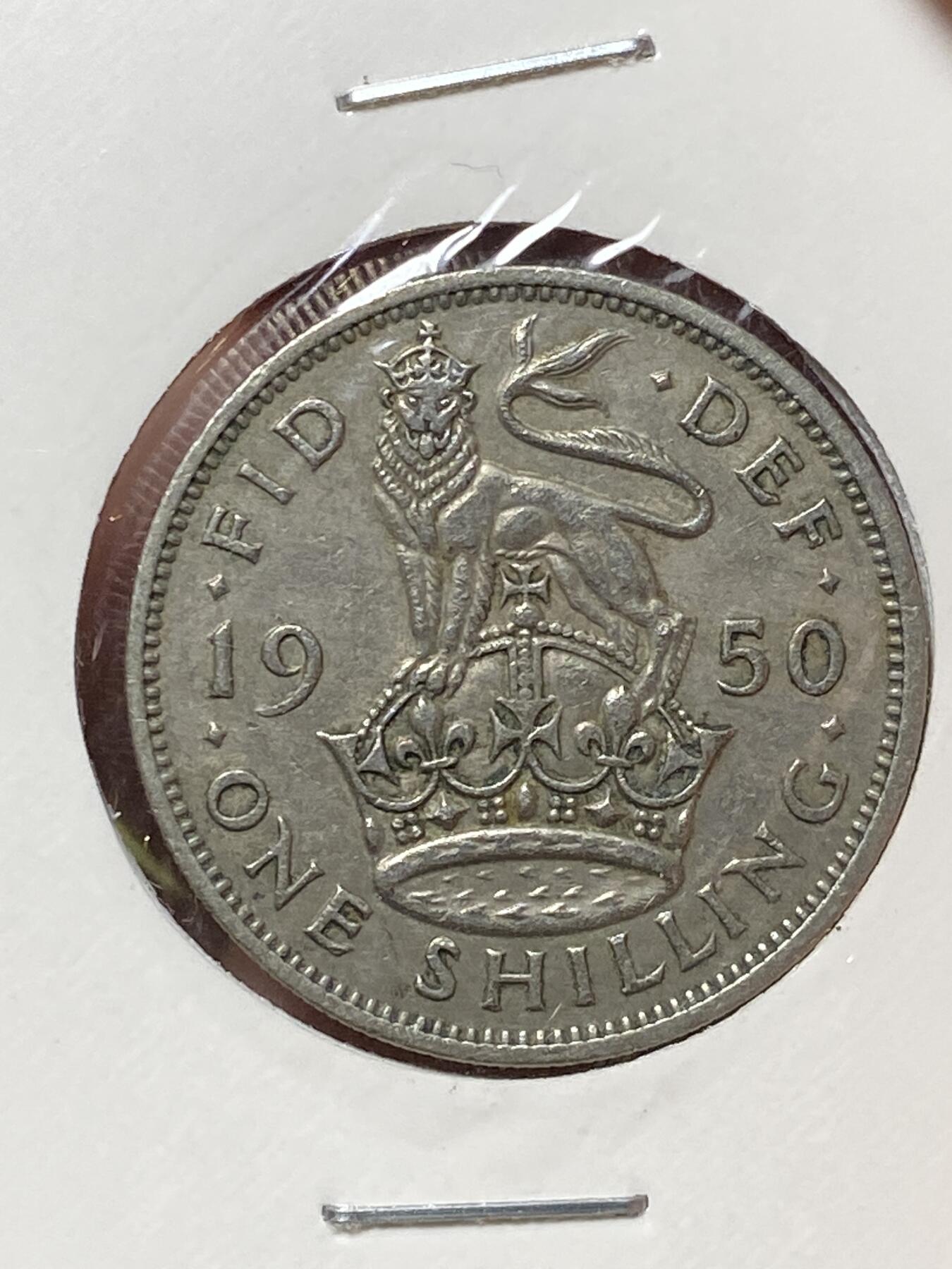 2026年第三十六场(总第二百零五场）外国精品纸夹币场(免佣金) 英国🇬🇧1950年1先令(乔治六世第三版，英格兰站狮版)