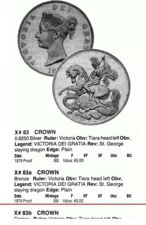 【样币】【艺术】NGC PR65RB 英国维多利亚+屠龙马剑高浮雕精制1克朗样币 发行量仅800枚