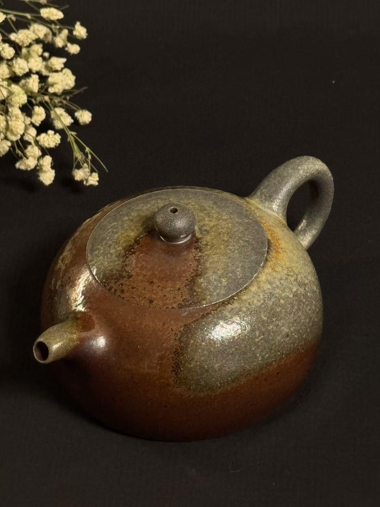 零元拍：原矿紫砂壶柴烧半月+柴烧主人杯（250CC左右）