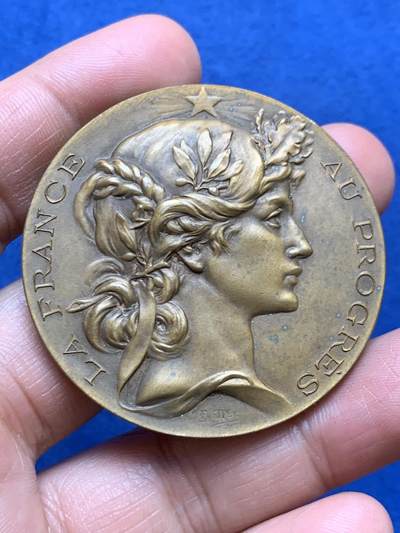 《竞宝斋》第471场 周日，周一，周二 3场连拍 （全场包邮）欢迎送拍 - 法国谷物女神头像铜章 54.7克 49.6mm 三角边铭